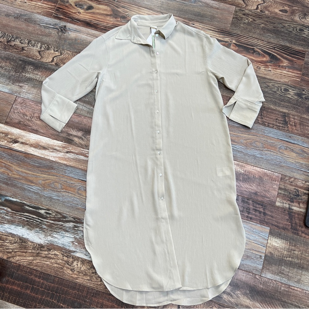 NWT H&M Oversized Shirt Dress Light Taupe Size M